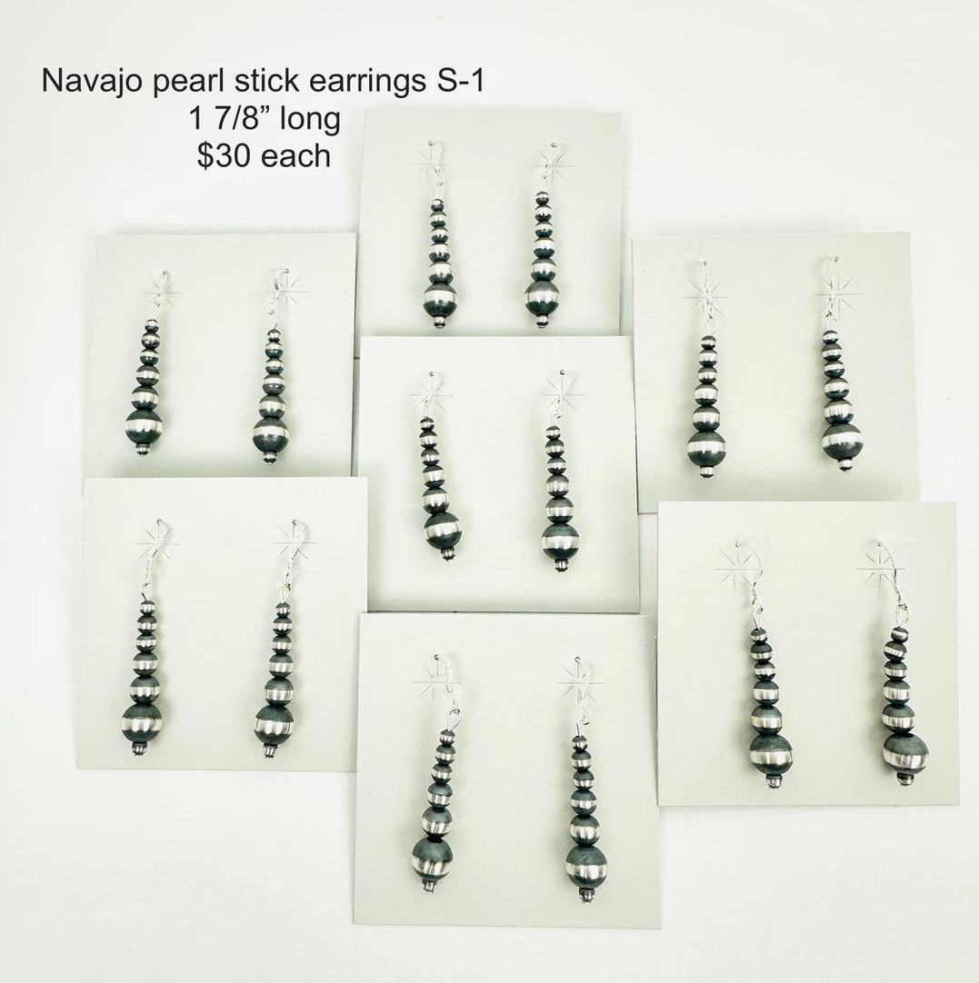 Sterling Silver Pearl Stick Earrings (S1)