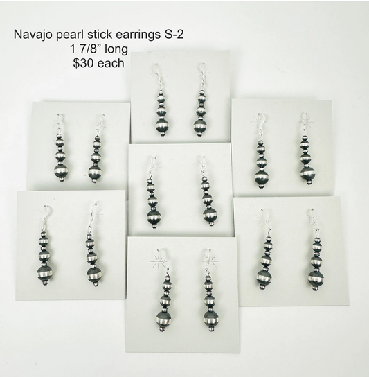 Sterling Silver Pearl Stick Earrings (s2)